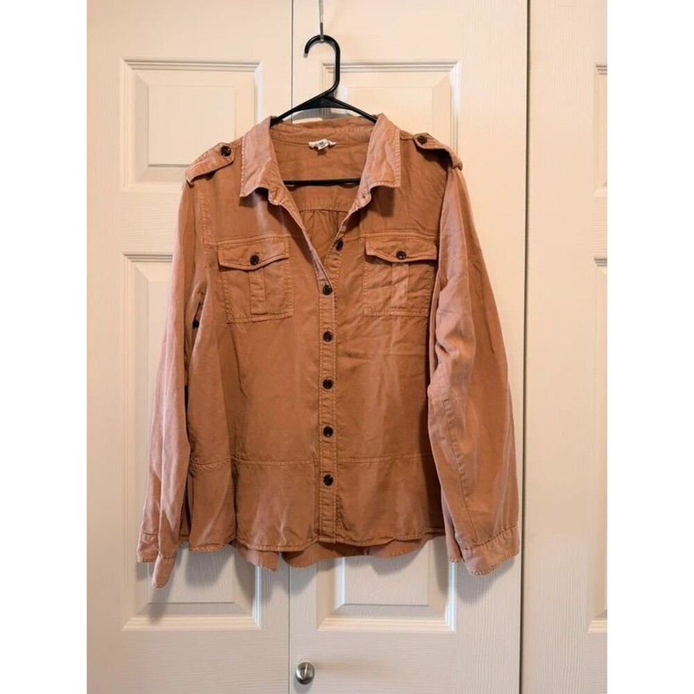 Tribal Jeans Women's Tan Utility Button Down Shirt Jacket